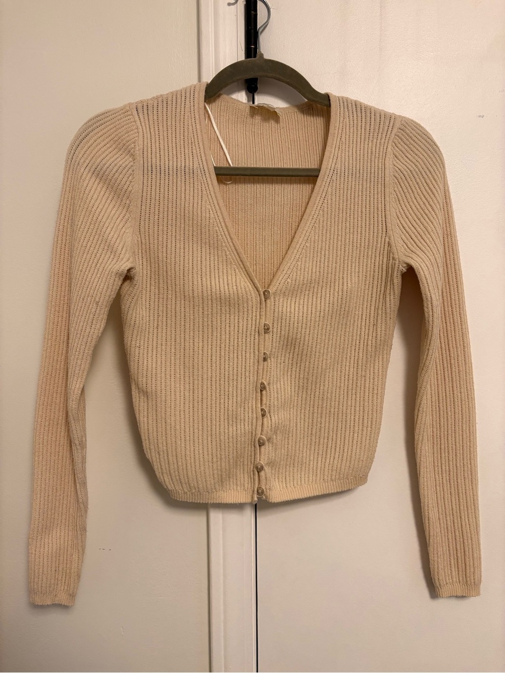 Gentle Fawn Cream Ribbed V‑Neck Button Cardigan